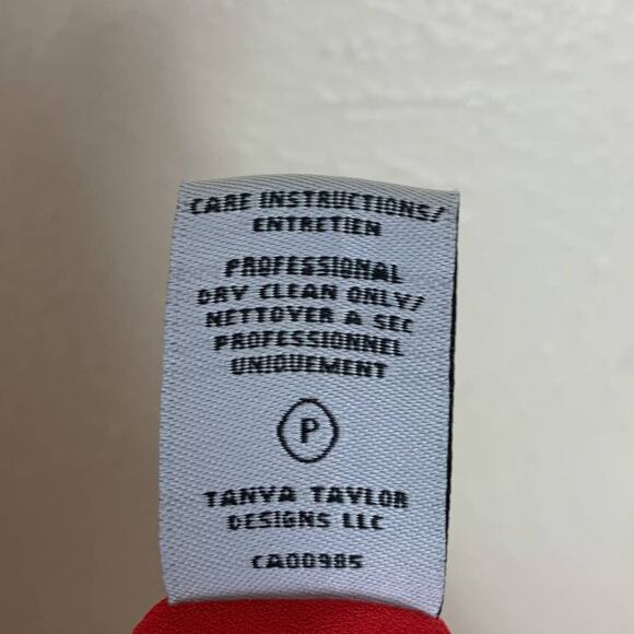 Tanya Taylor Daria Silk Midi Dress Size 8 Red Geo Print Chiffon Ruffles - Picture 9 of 12